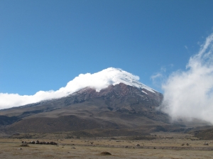 Cotopaxi volcano in clouds