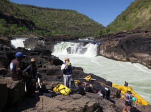 Portaging dam site waterfall